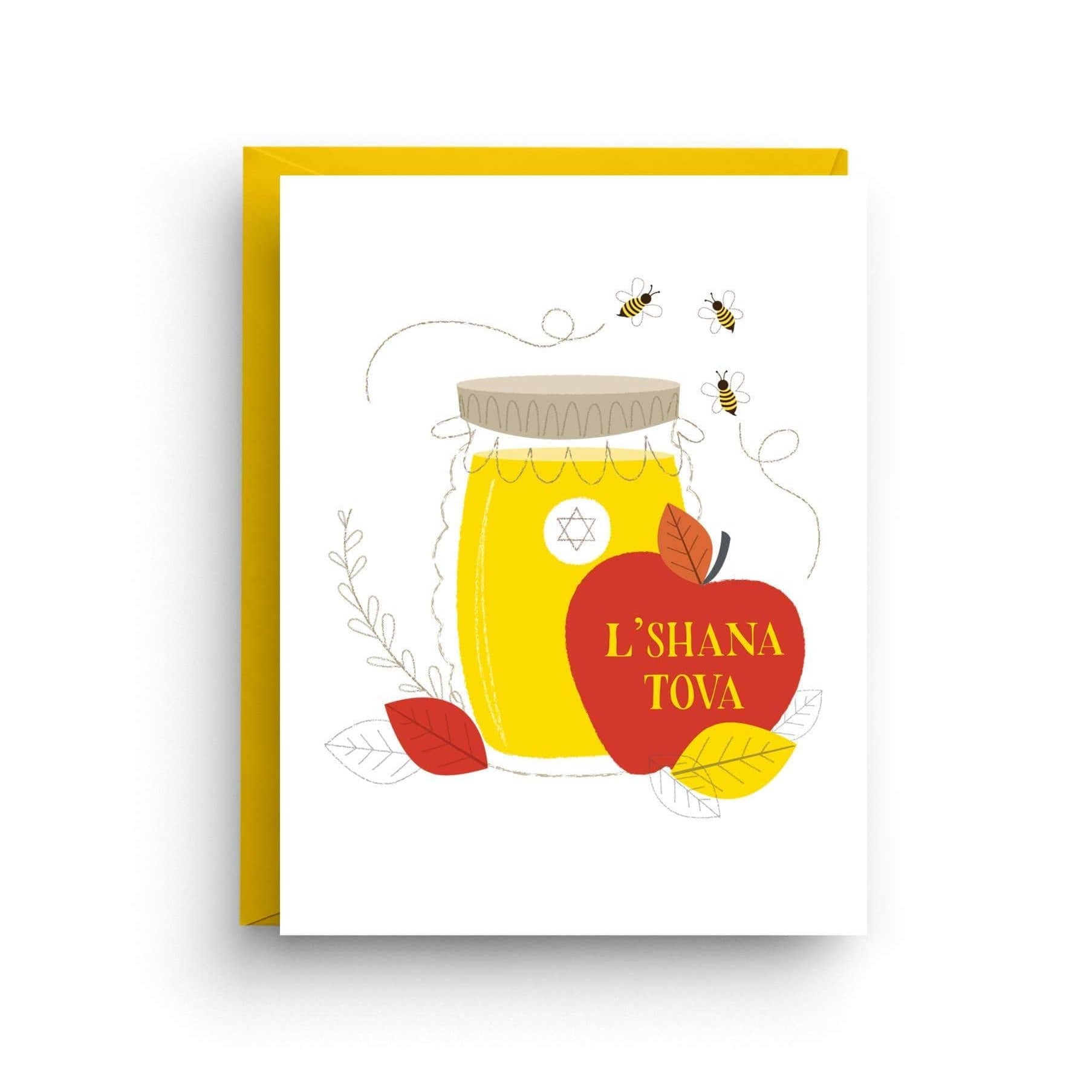 Nicole Marie Paperie Cards L'Shana Tova Apple and Honey Greeting Cards, Box of 6