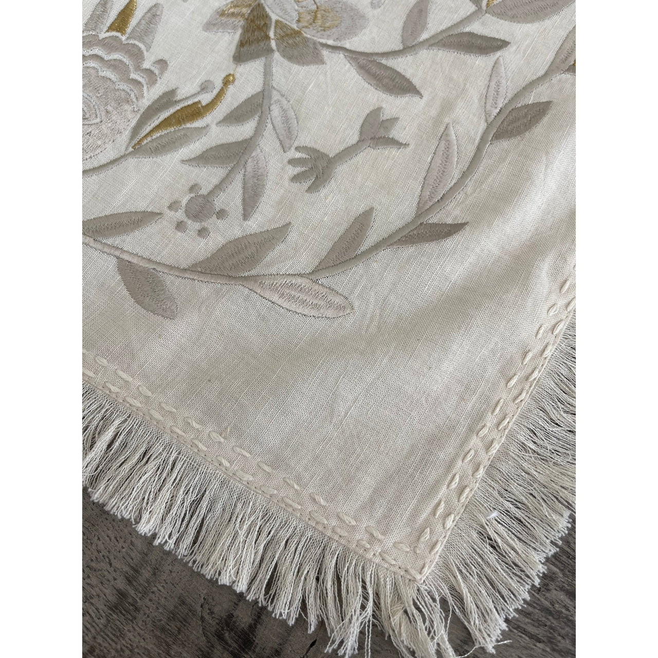 EMUNAH - Handmade Linen Challah Cover - Beige and Beige - ModernTribe