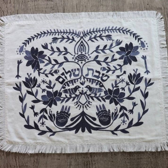 EMUNAH - Handmade Linen Challah Cover - Gray - ModernTribe