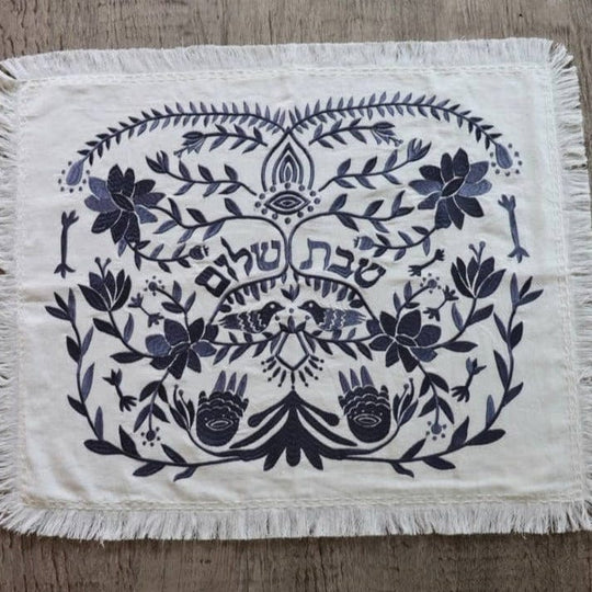 Handmade Linen Challah Cover - Gray