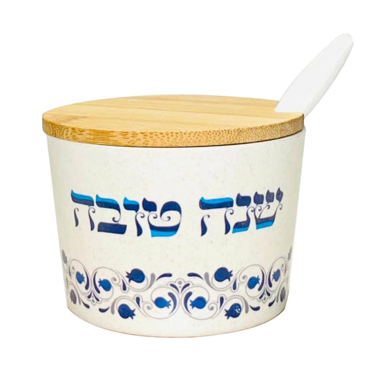 Bamboo Shana Tova Honey Dish - Blue