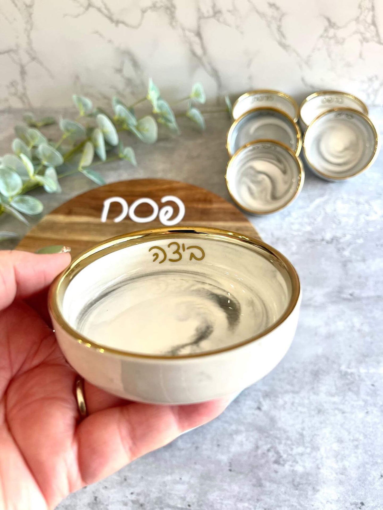 New Leaf Judaica - Marble and Wood Seder Plate - ModernTribe