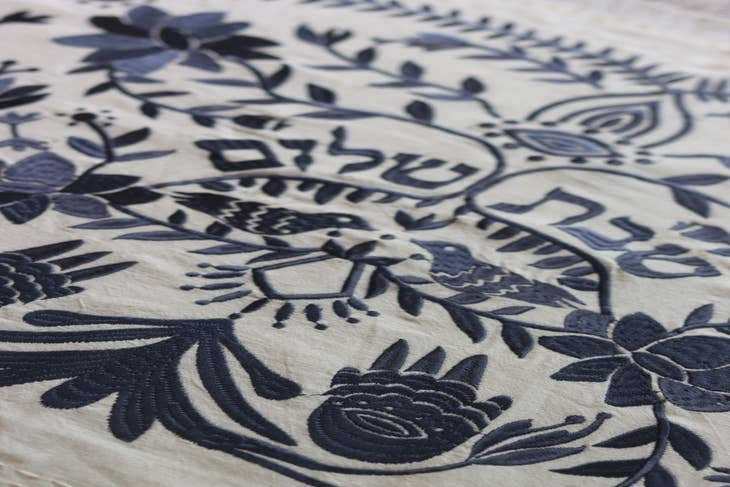 EMUNAH - Handmade Linen Challah Cover - Gray - ModernTribe