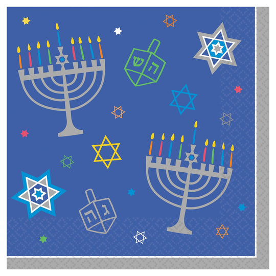 Eight Happy Nights Hanukkah Luncheon Napkins - Set of 36