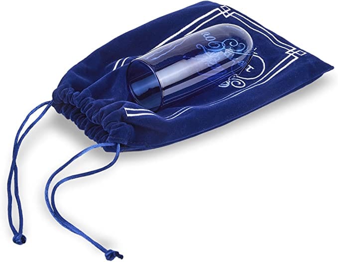 Zion Judaica - Blue Smash Glass with Navy Embroidered Suede Bag - ModernTribe