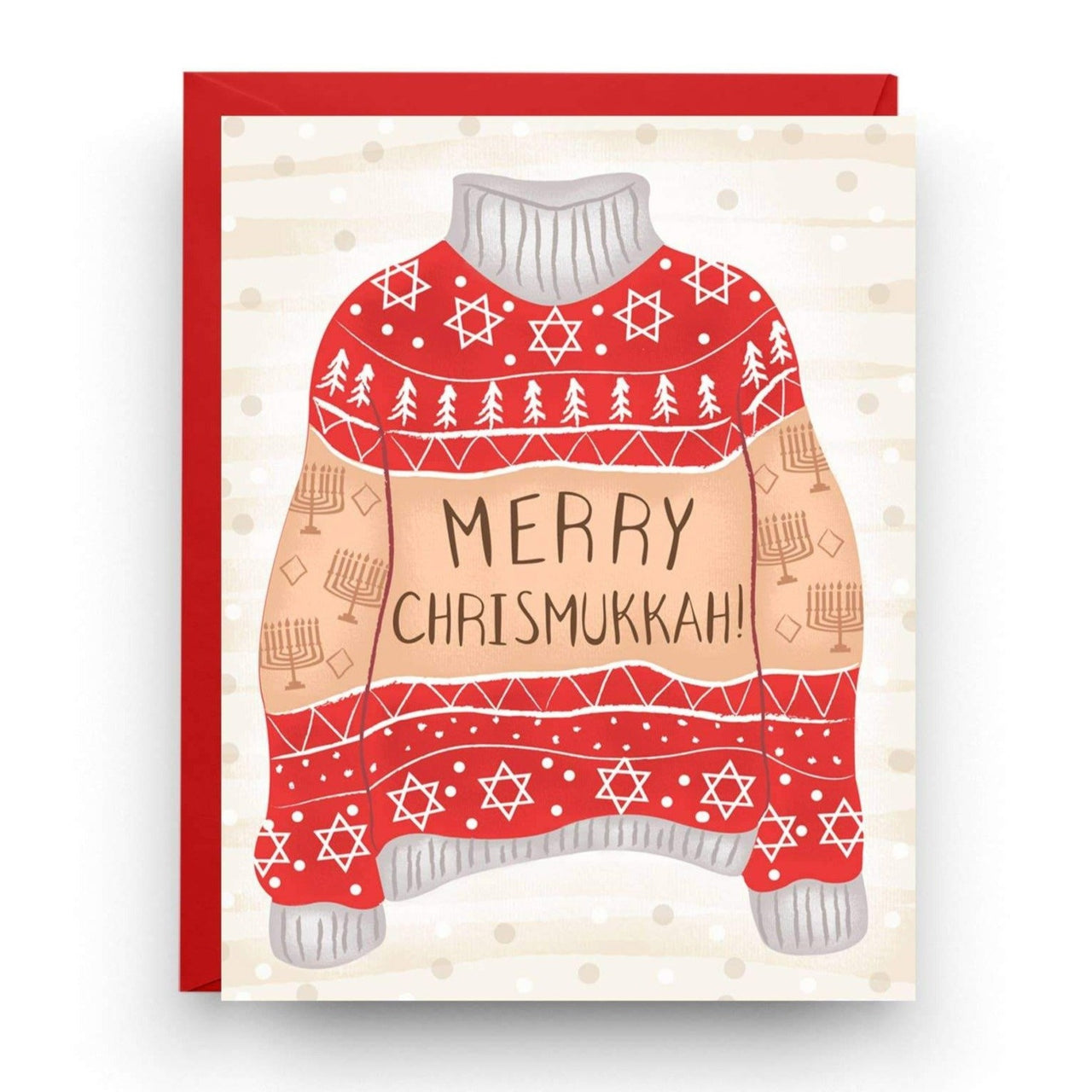 Nicole Marie Paperie Card Merry Chrismukkah Ugly Sweater Greeting Cards, Box of 6