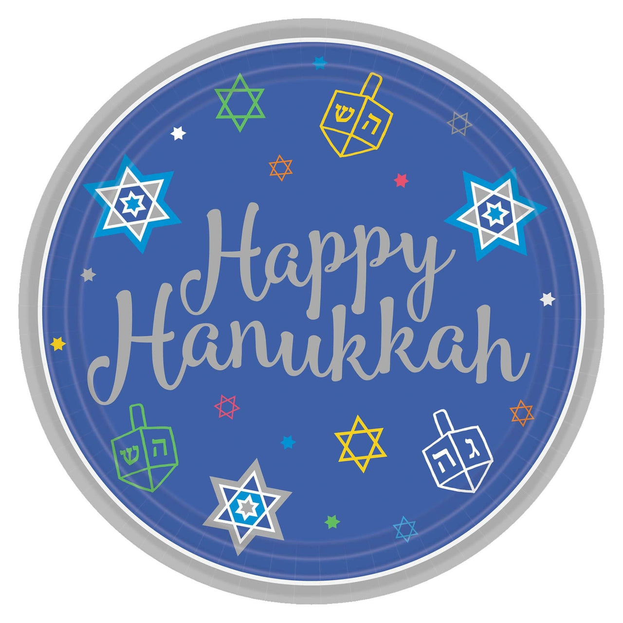 Amscan - Happy Hanukkah Round Plates - Set of 18 - ModernTribe