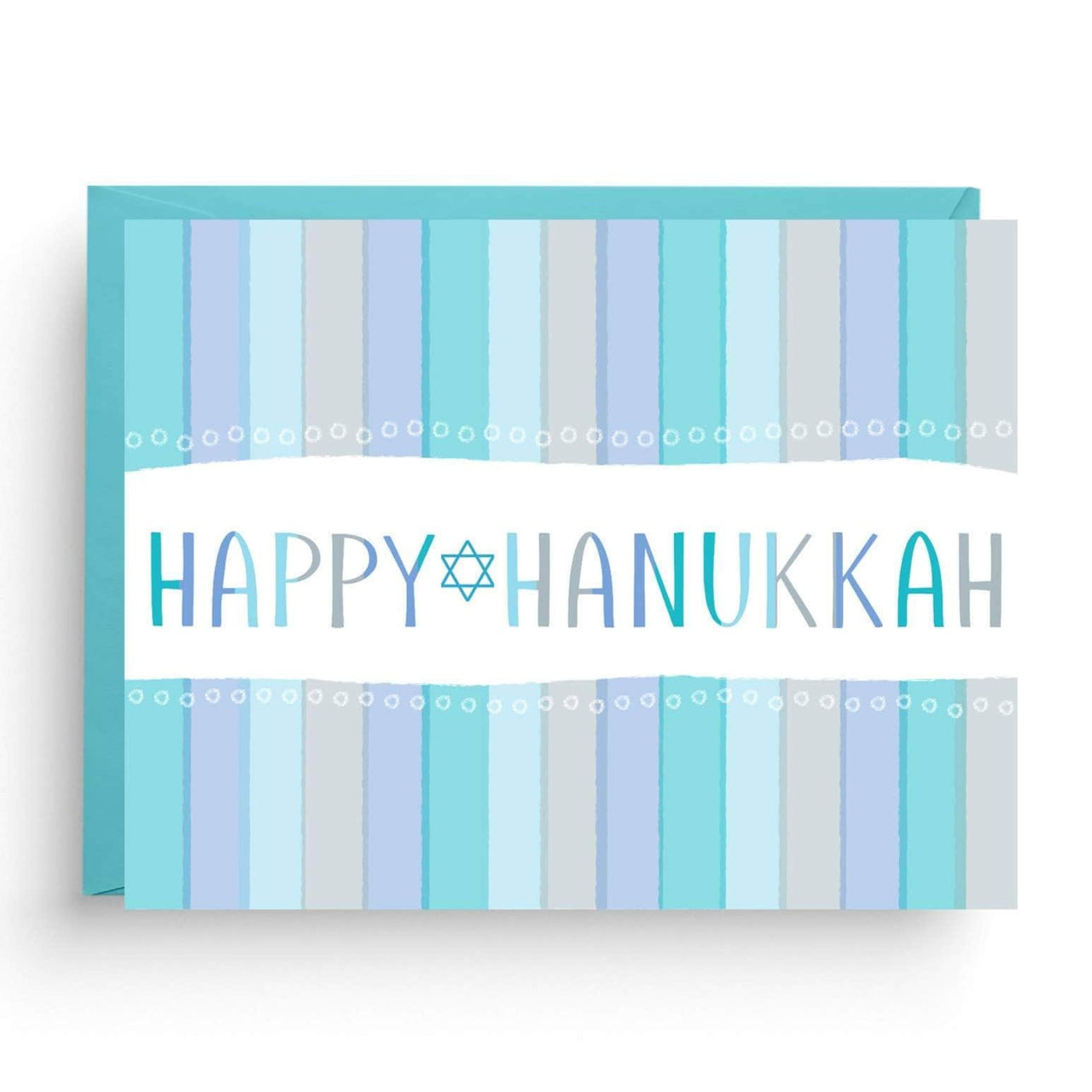 Nicole Marie Paperie - Happy Hanukkah Striped Greeting Cards, Box of 6 - ModernTribe