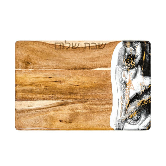 Canadian-Maple Challah Board - Black and Gold