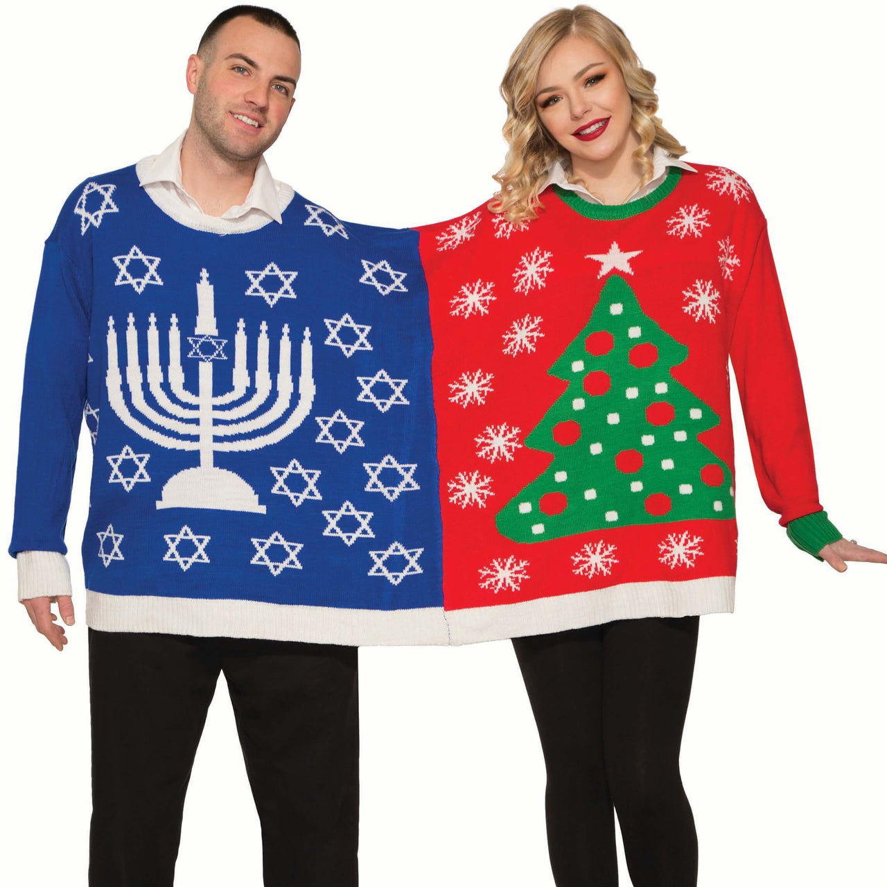 Forum Novelties - Chrismukkah Ugly Hanukkah Christmas Sweater for Two - Unisex - ModernTribe