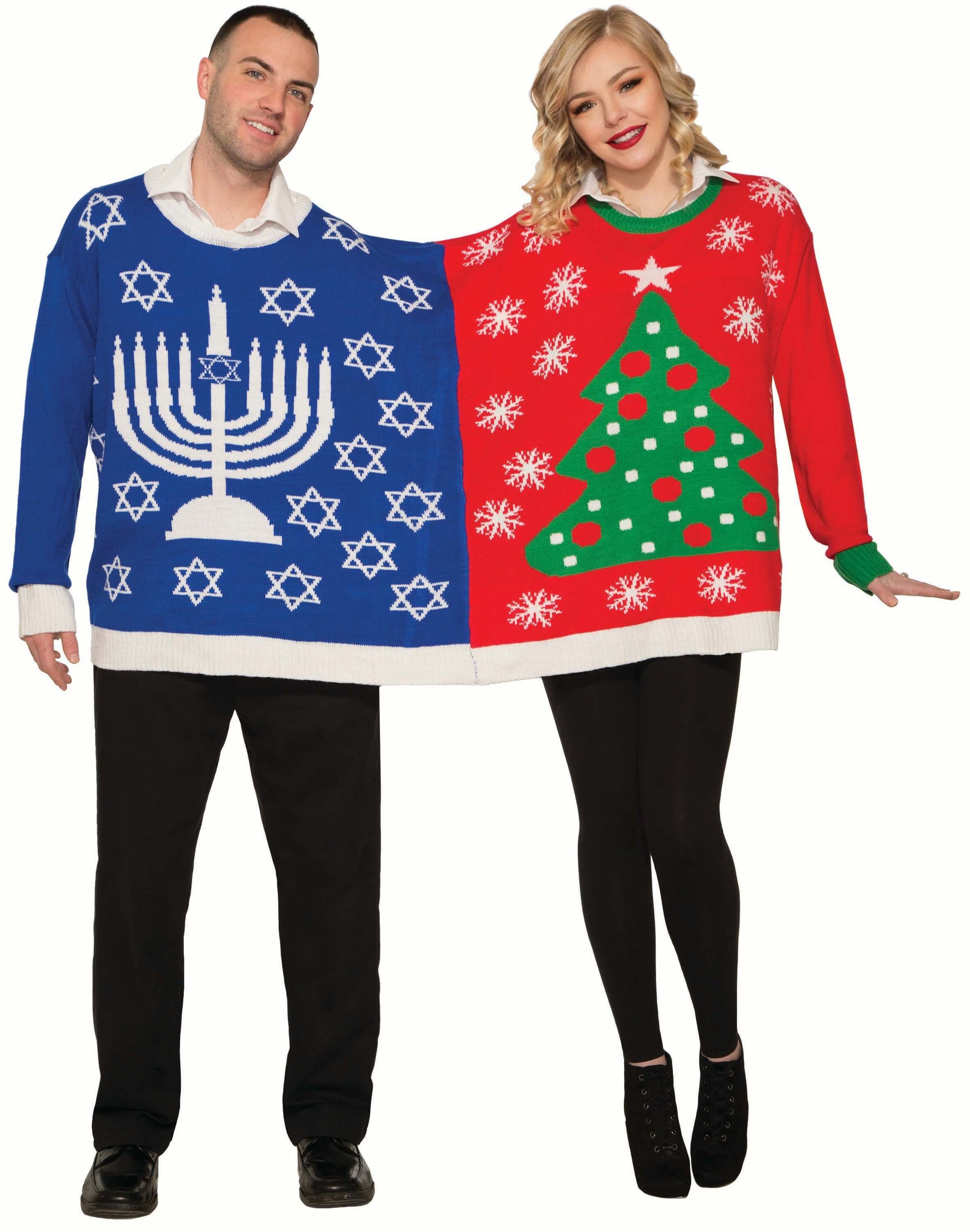 Forum Novelties Sweaters Chrismukkah Ugly Hanukkah Christmas Sweater for Two - Unisex