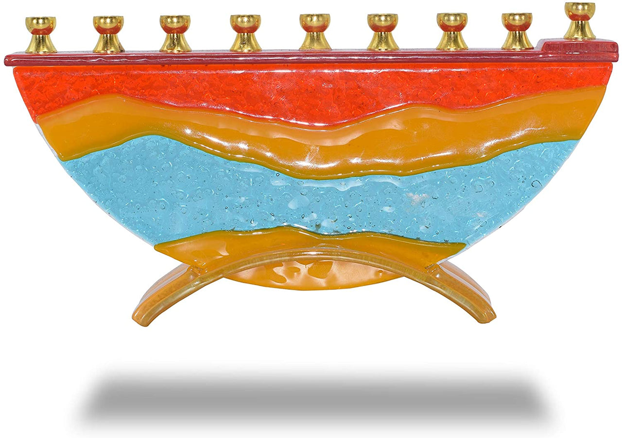 Ner Mitzvah - Handcrafted Painted Glass Menorah - Desert Miracles - ModernTribe