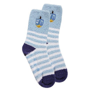 MeMoi Socks Blue / One Size Striped Dreidel Embroidery Cozy Socks