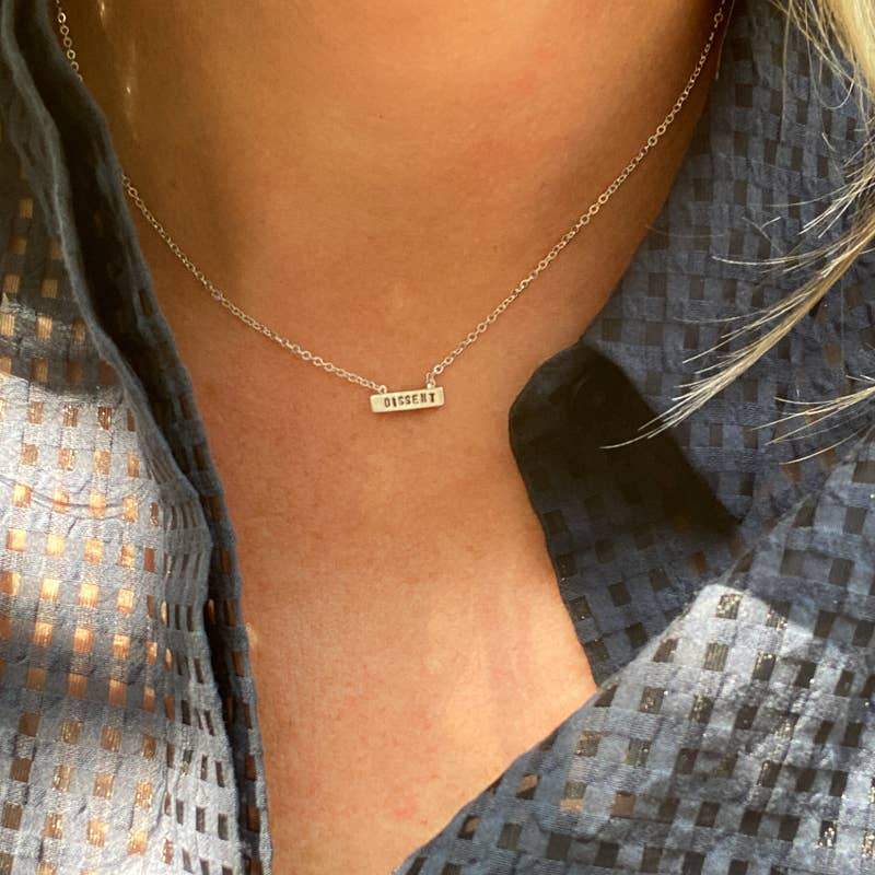 Chocolate and Steel - Ruth Bader Ginsburg RBG Dissent Tiny Mantra Necklace - Sterling Silver or Gold - ModernTribe