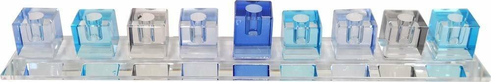 Alef To Tav - Crystal Cube Menorah Blue - ModernTribe