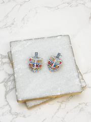 Prep Obsessed Earrings Stone Embellished Dreidel Earrings