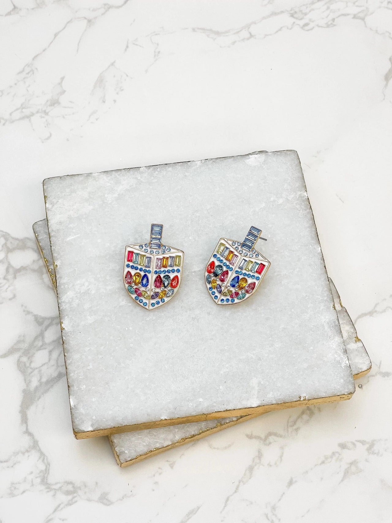 Prep Obsessed - Stone Embellished Dreidel Earrings - ModernTribe