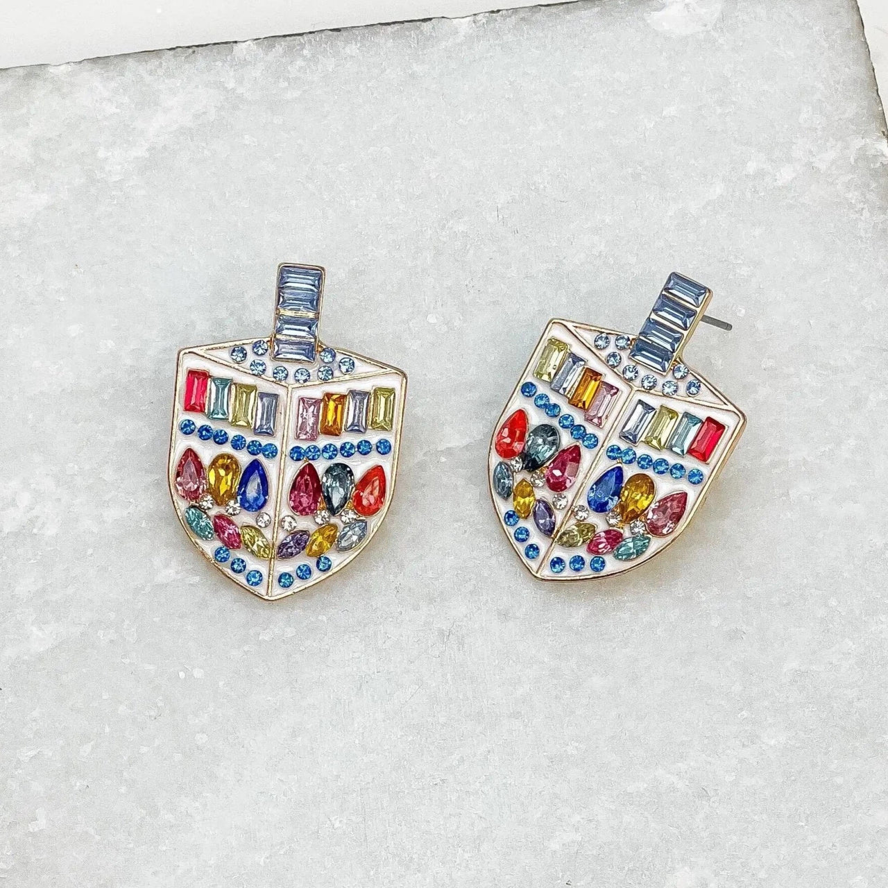 Prep Obsessed - Stone Embellished Dreidel Earrings - ModernTribe