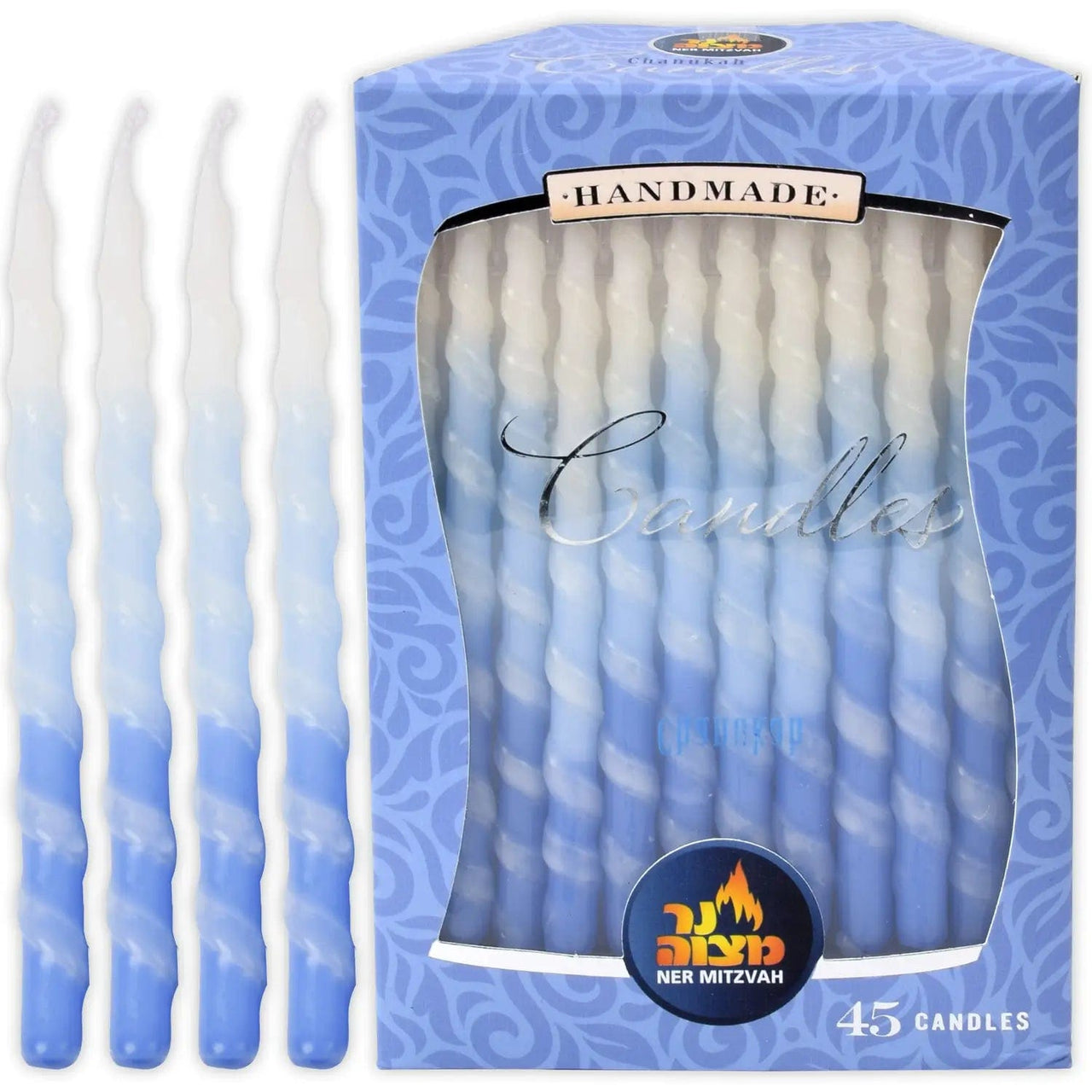 Ner Mitzvah - Blue and White Spiral Hanukkah Menorah Candles - ModernTribe