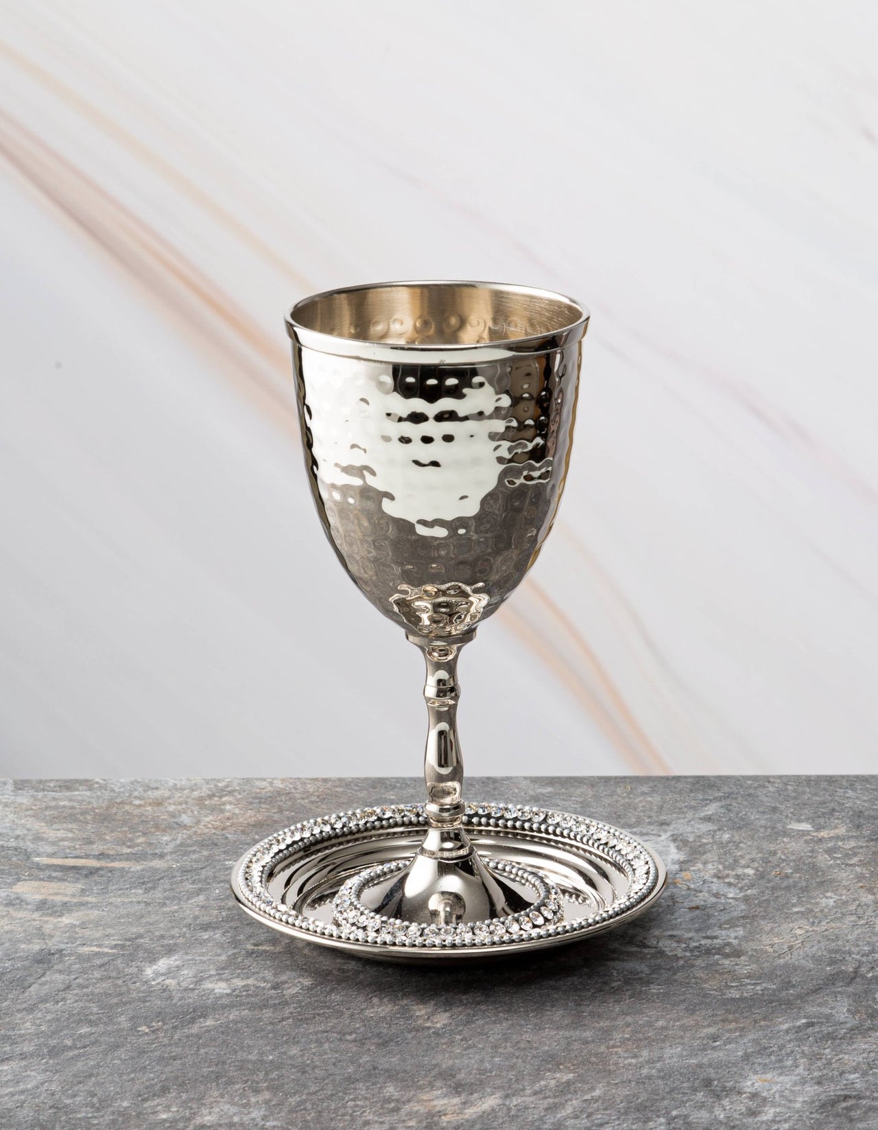 Classic Touch Decor - Stainless Steel Kiddush Cup on Tray - ModernTribe