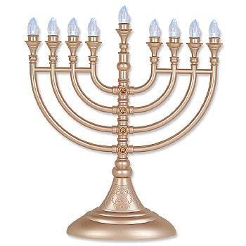 Aviv Judaica - Matte Gold Crystal - Flake L.E.D Battery Menorah with Crystals - ModernTribe