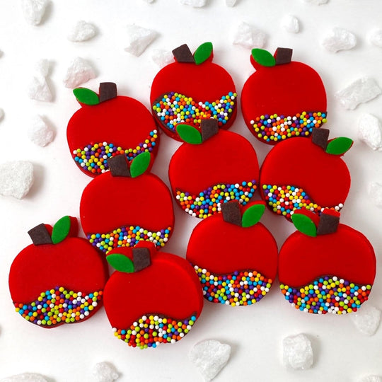 Marzipan Rainbow Sprinkle Apple Tiles