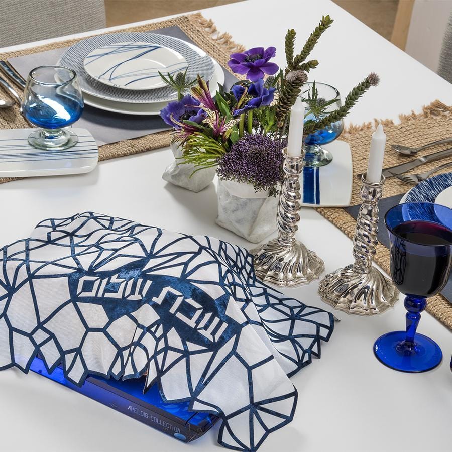 Apeloig Collection - Geometric Challah Cover - Blue - ModernTribe