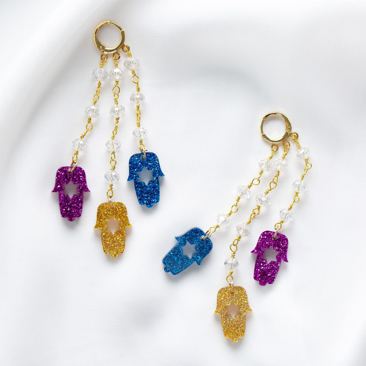 Ariel Tidhar - Yardena Hamsa Dangle Trio Earrings - ModernTribe