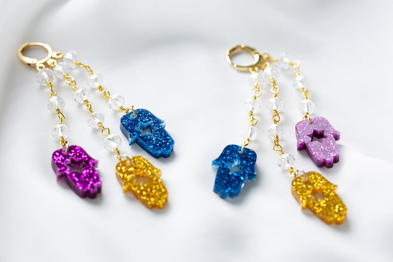 Ariel Tidhar - Yardena Hamsa Dangle Trio Earrings - ModernTribe