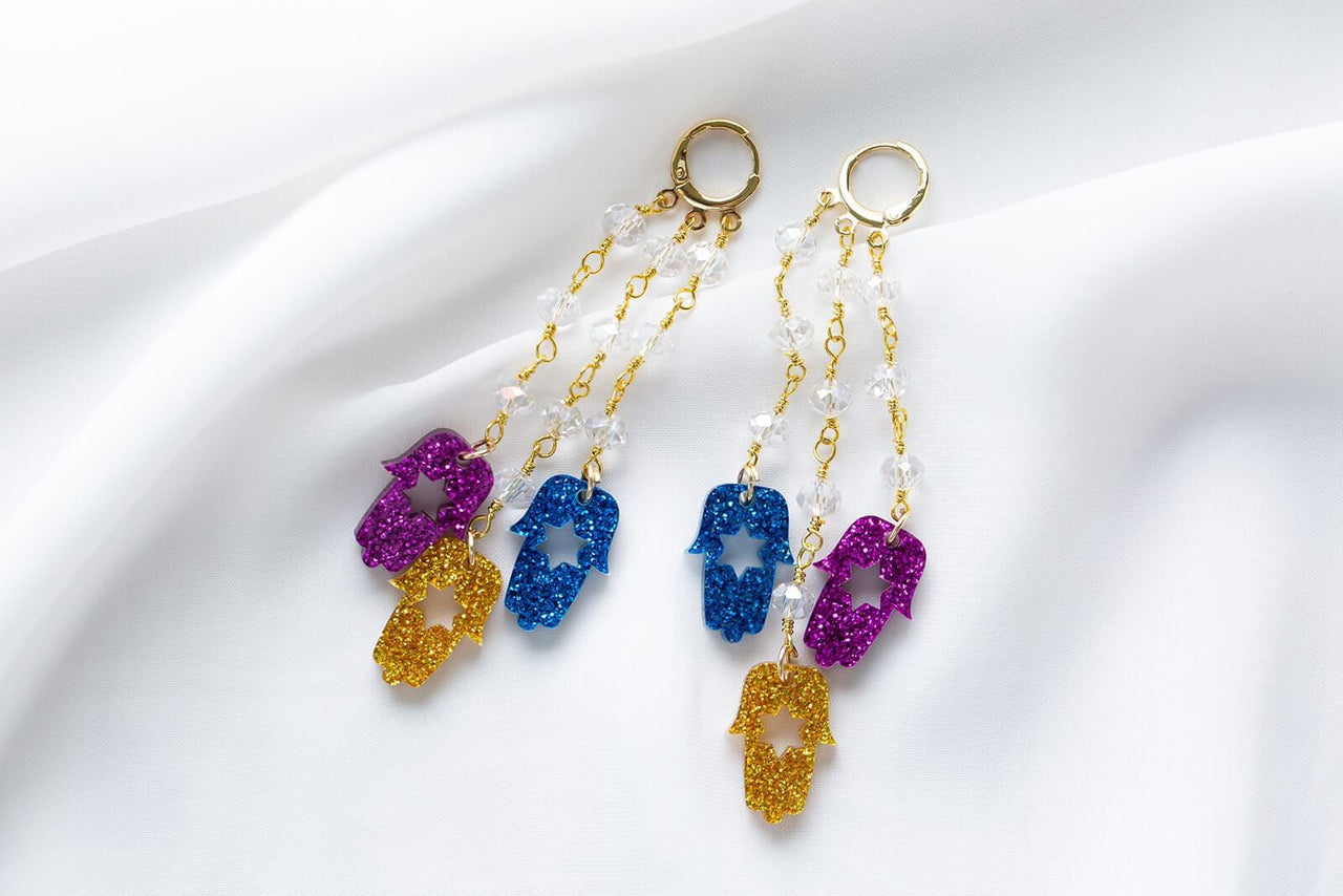 Ariel Tidhar - Yardena Hamsa Dangle Trio Earrings - ModernTribe