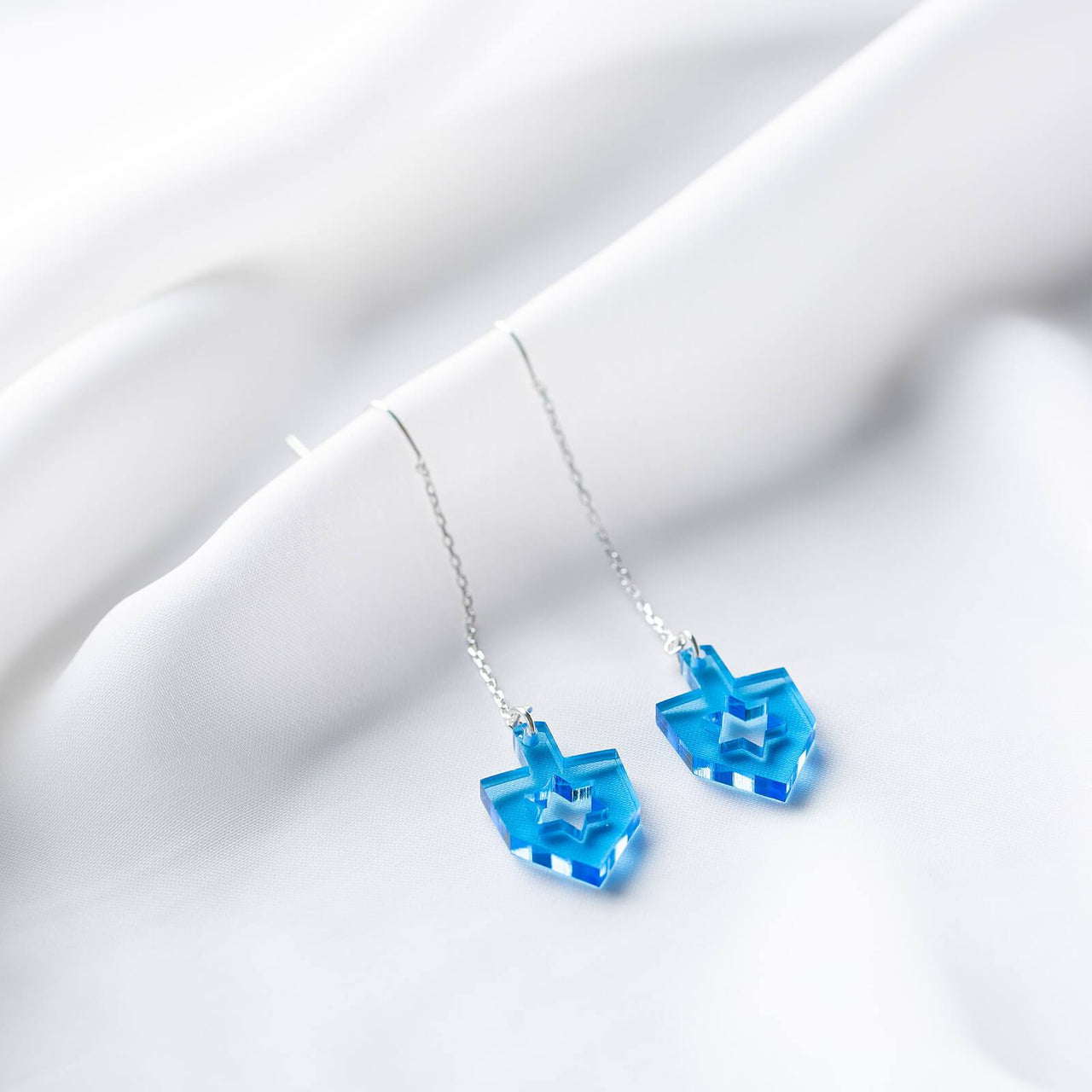 Ariel Tidhar - Dreidel Threader Earrings - Blue Transparent - ModernTribe