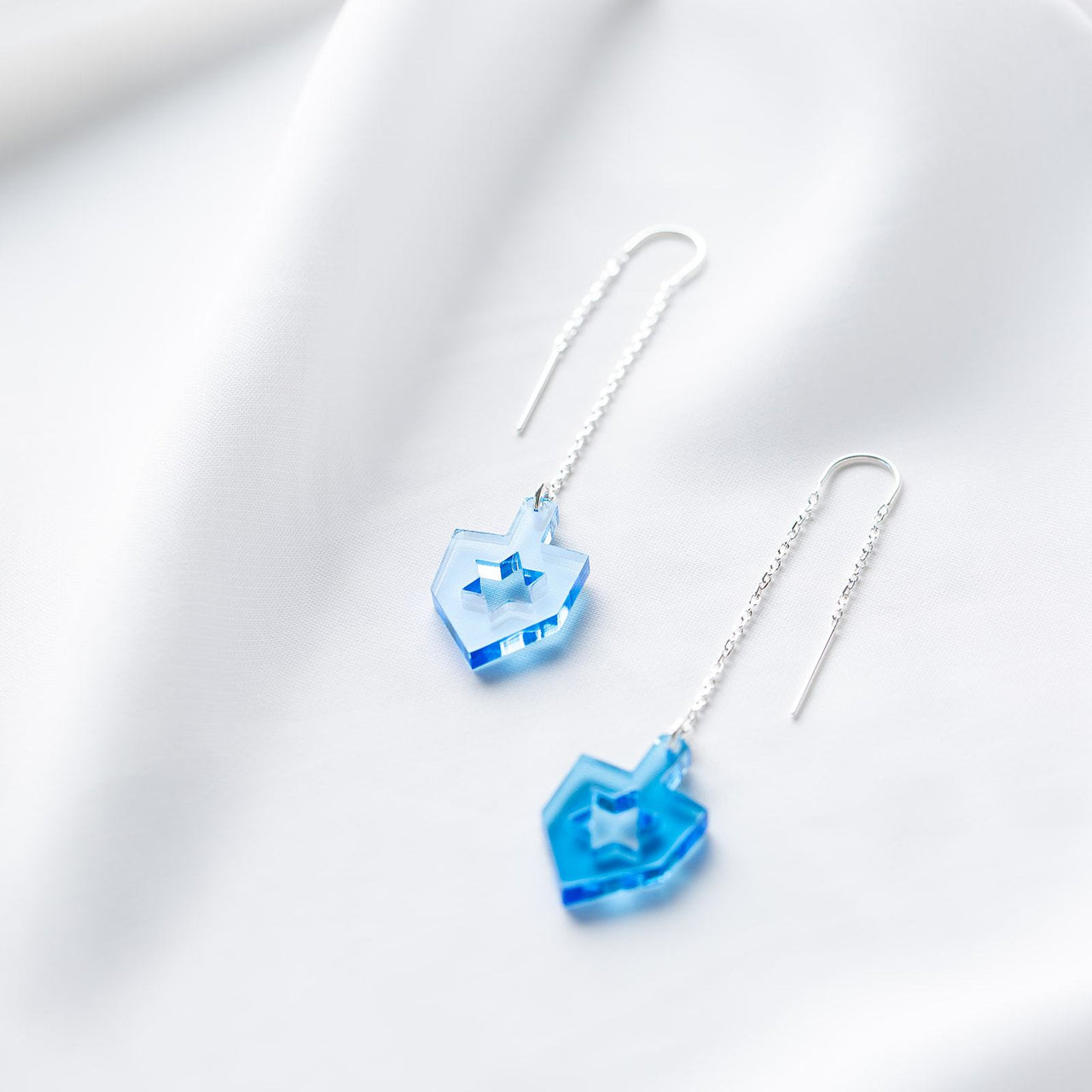 Ariel Tidhar - Dreidel Threader Earrings - Blue Transparent - ModernTribe