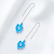 Ariel Tidhar Earrings Blue Dreidel Threaders - Blue Transparent
