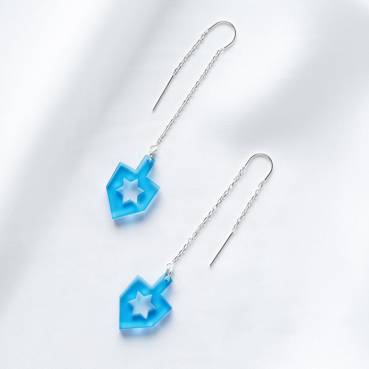Ariel Tidhar - Dreidel Threader Earrings - Blue Transparent - ModernTribe