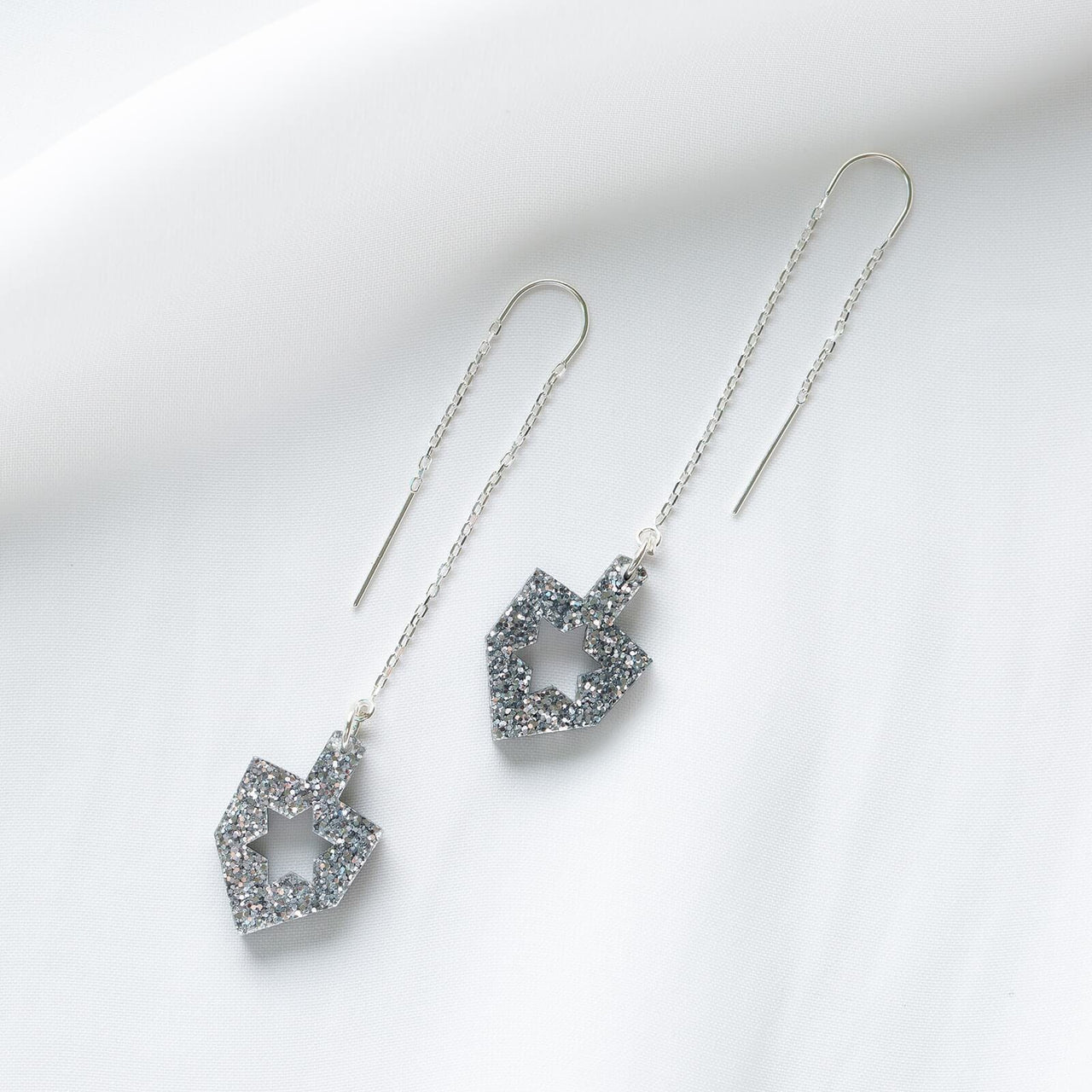 Ariel Tidhar - Dreidel Threader Earrings - Silver Glitter - ModernTribe