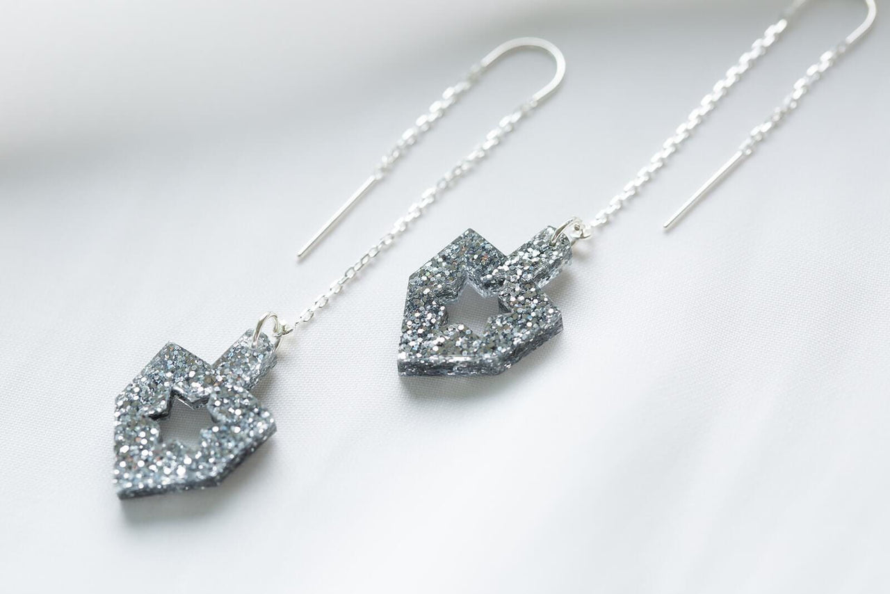 Ariel Tidhar - Dreidel Threader Earrings - Silver Glitter - ModernTribe