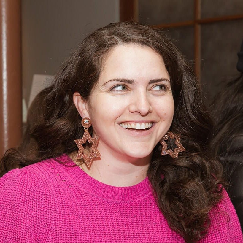 Ariel Tidhar - Ester Magen Statement Earrings - Rose Gold Glitter - ModernTribe