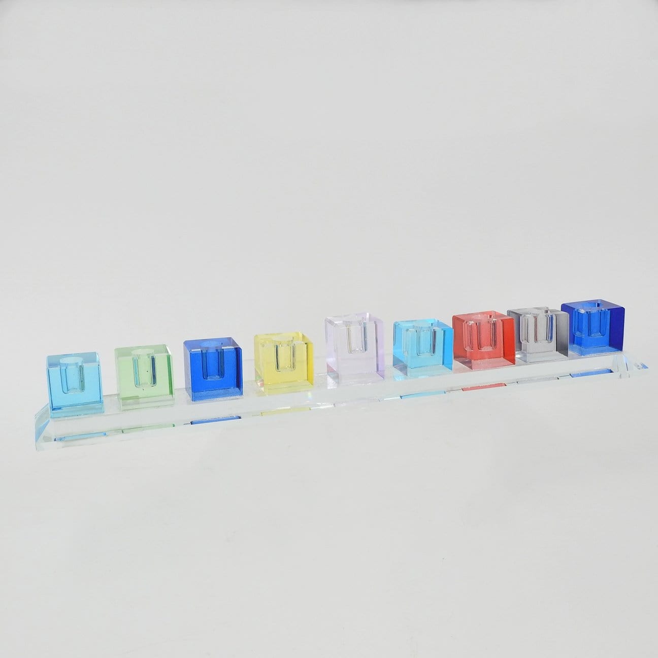 Alef To Tav Menorahs Crystal Cube Menorah Multicolored