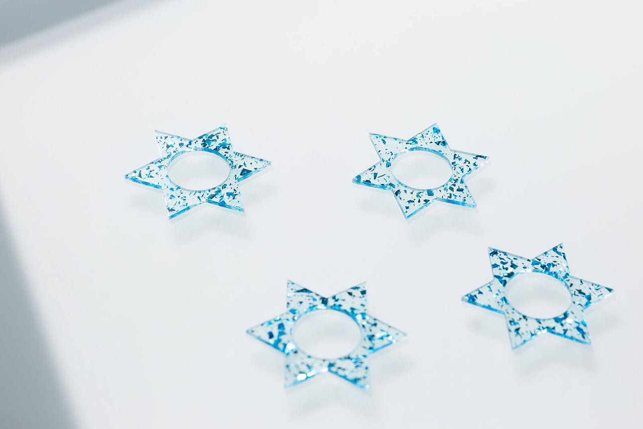 Ariel Tidhar - Magen David Napkin Rings - Blue Fleck - Set of 4 - ModernTribe