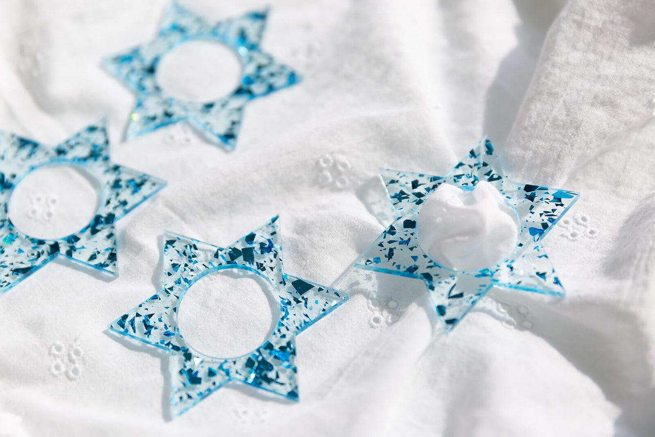 Ariel Tidhar - Magen David Napkin Rings - Blue Fleck - Set of 4 - ModernTribe