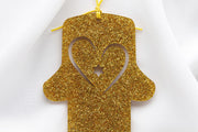 Ariel Tidhar Wall Hamsas Gold Petite Wall Hamsa with Heart - Gold Glitter