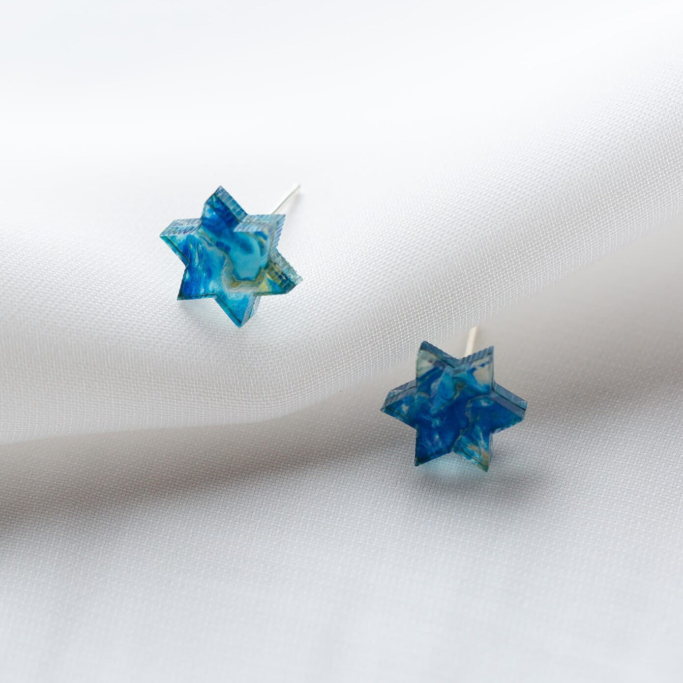 Ariel Tidhar Earrings Blue Mini Magen Studs - Blue Marble