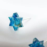 Ariel Tidhar Earrings Blue Mini Magen Studs - Blue Marble