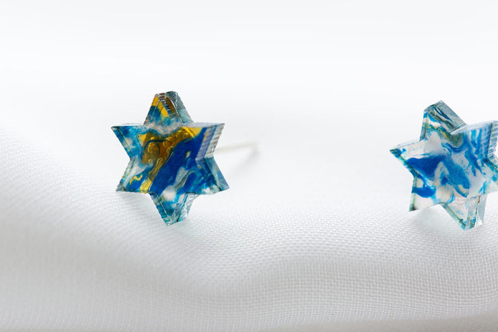 Ariel Tidhar Earrings Blue Mini Magen Studs - Blue Marble