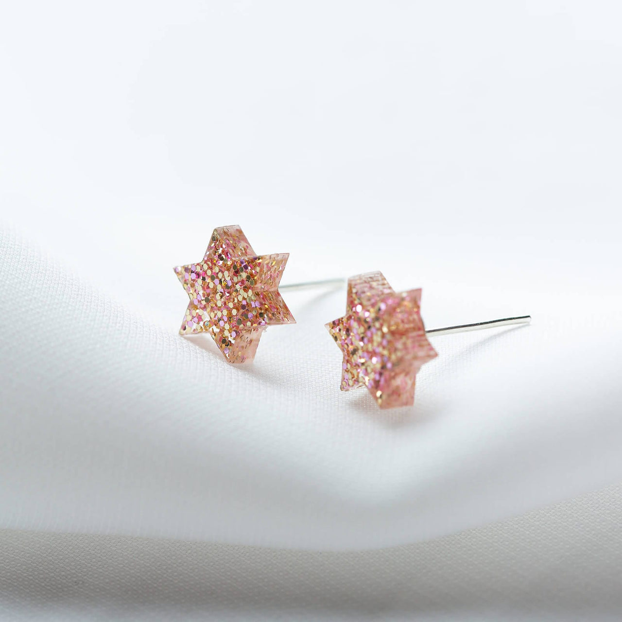 Ariel Tidhar Earrings Rose Gold Mini Magen Studs - Rose Gold Glitter