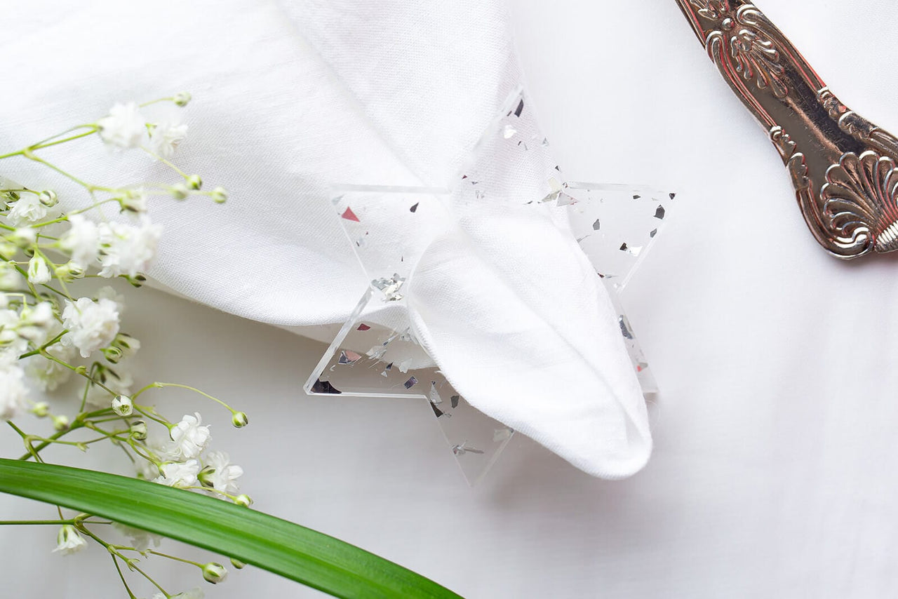 Ariel Tidhar - Magen David Napkin Rings - Silver Fleck - Set of 4 - ModernTribe