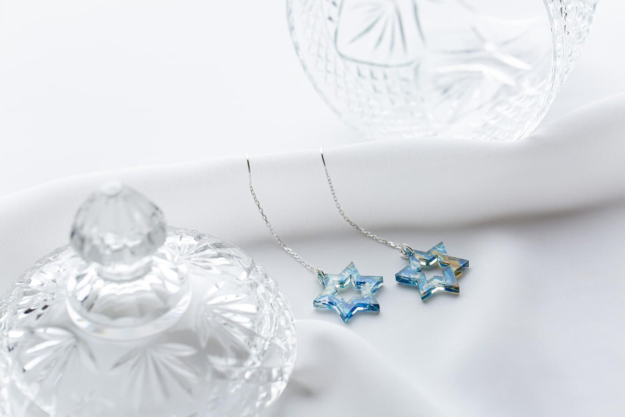 Ariel Tidhar - Magen Blue Marble and Silver Threader Earrings - ModernTribe