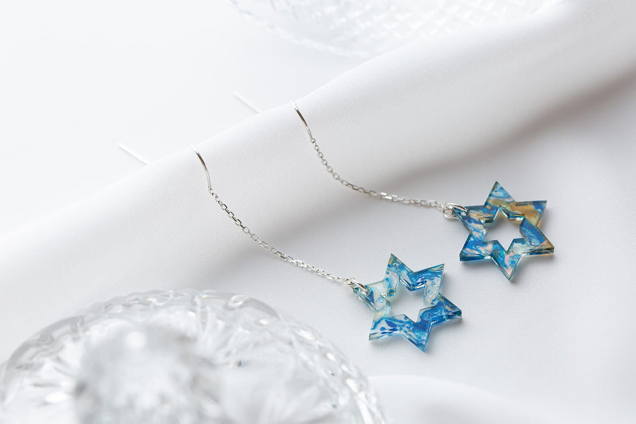 Ariel Tidhar - Magen Blue Marble and Silver Threader Earrings - ModernTribe