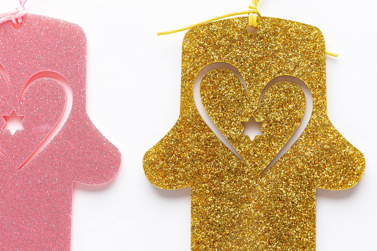 Ariel Tidhar - Petite Wall Hamsa with Heart - Gold Glitter - ModernTribe