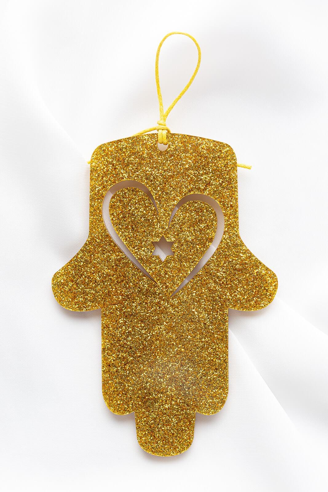 Ariel Tidhar Wall Hamsas Gold Petite Wall Hamsa with Heart - Gold Glitter